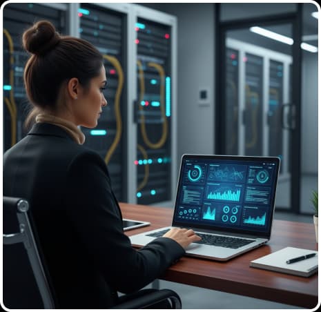Engineer in a data center environment