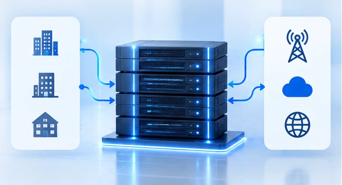SIP trunking servers linking enterprise buildings to carrier, cloud and internet networks