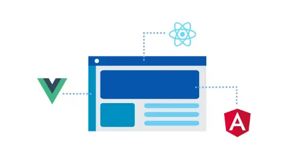 Micro frontends using different web frameworks illustration